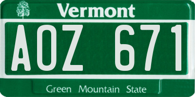 VT license plate AOZ671