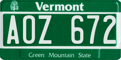 VT license plate AOZ672