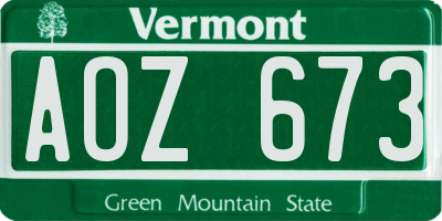 VT license plate AOZ673
