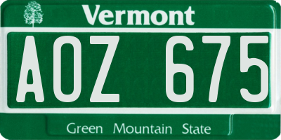 VT license plate AOZ675