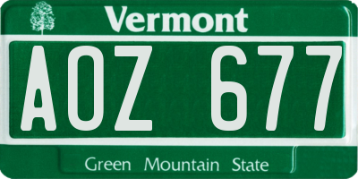VT license plate AOZ677
