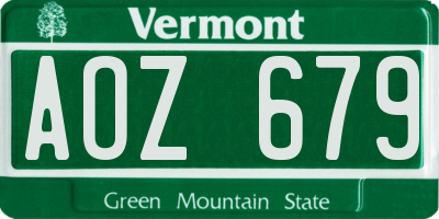 VT license plate AOZ679