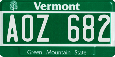 VT license plate AOZ682