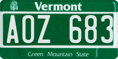 VT license plate AOZ683