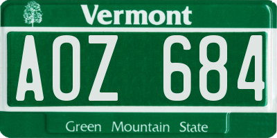 VT license plate AOZ684