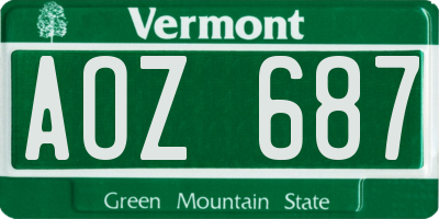 VT license plate AOZ687