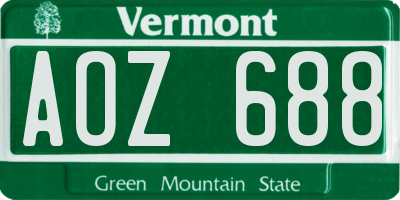VT license plate AOZ688