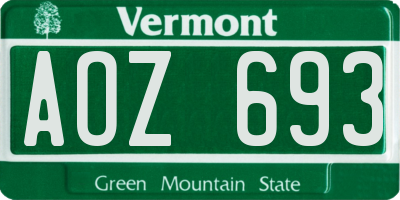 VT license plate AOZ693