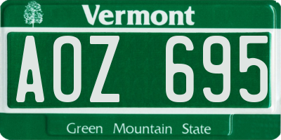 VT license plate AOZ695