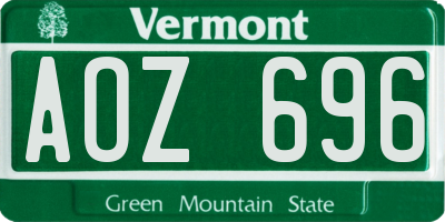 VT license plate AOZ696