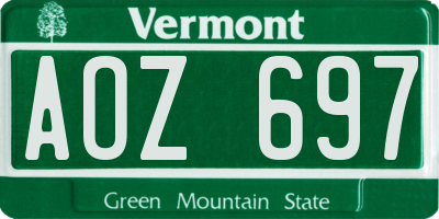 VT license plate AOZ697