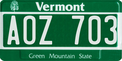 VT license plate AOZ703