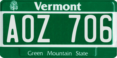 VT license plate AOZ706