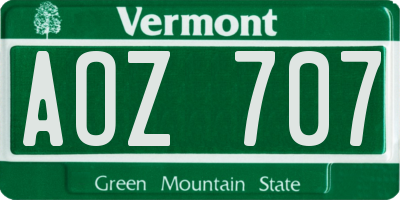 VT license plate AOZ707
