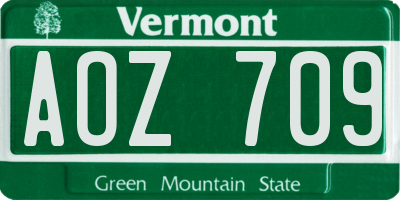 VT license plate AOZ709