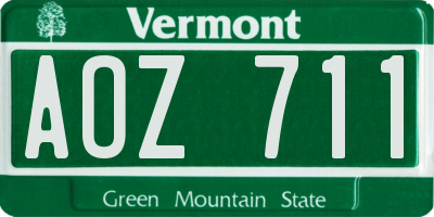 VT license plate AOZ711