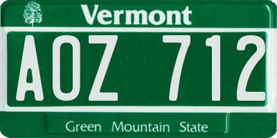 VT license plate AOZ712