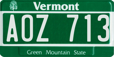 VT license plate AOZ713