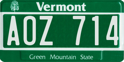 VT license plate AOZ714