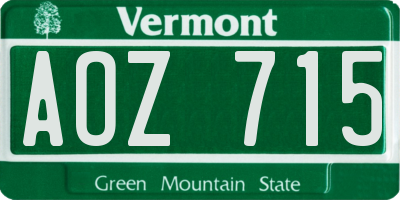 VT license plate AOZ715