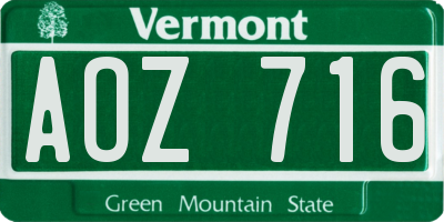 VT license plate AOZ716