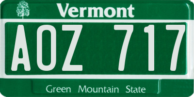 VT license plate AOZ717