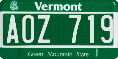 VT license plate AOZ719