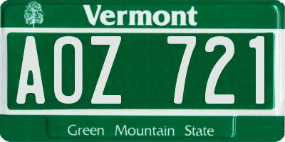VT license plate AOZ721