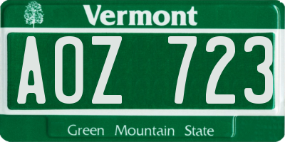 VT license plate AOZ723