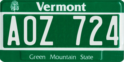 VT license plate AOZ724