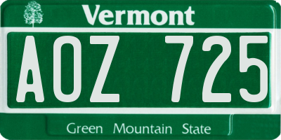 VT license plate AOZ725