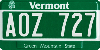 VT license plate AOZ727