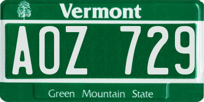 VT license plate AOZ729