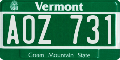 VT license plate AOZ731