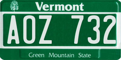 VT license plate AOZ732