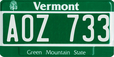 VT license plate AOZ733
