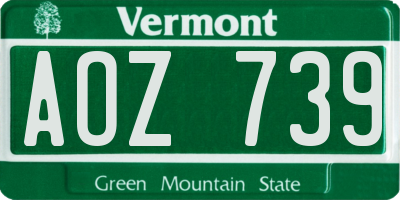 VT license plate AOZ739