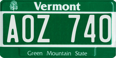 VT license plate AOZ740