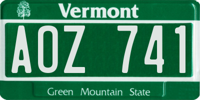 VT license plate AOZ741