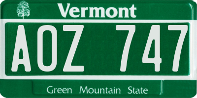 VT license plate AOZ747