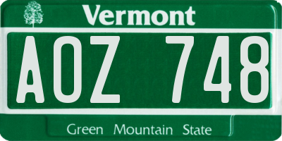 VT license plate AOZ748