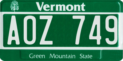 VT license plate AOZ749
