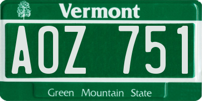 VT license plate AOZ751