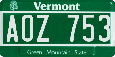VT license plate AOZ753
