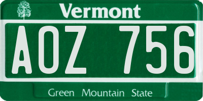 VT license plate AOZ756