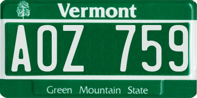 VT license plate AOZ759