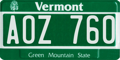 VT license plate AOZ760