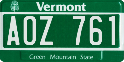 VT license plate AOZ761