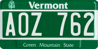 VT license plate AOZ762