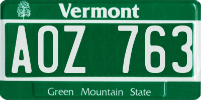 VT license plate AOZ763